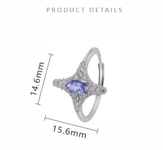 S925 Sterling Silver Ring with Natural Tanzanite Garnet Peridot Topaz and Sapphire